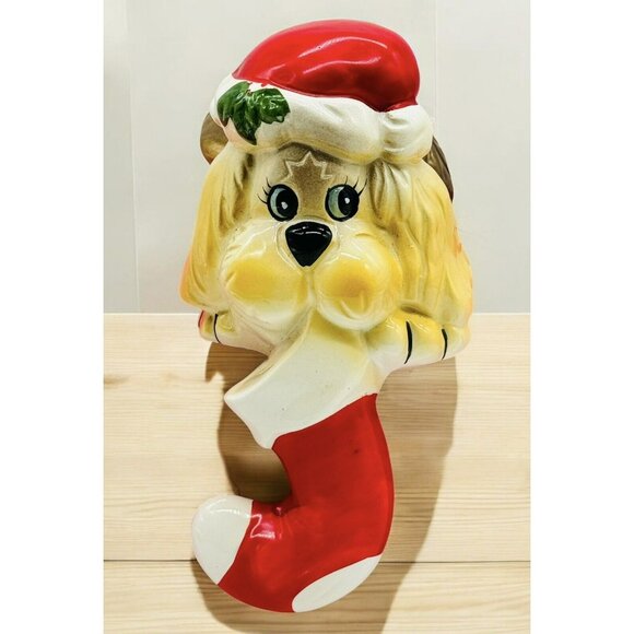 House of Lloyd Other - House of Lloyd Dog Christmas Stocking‎ Holder Shelf Sitter Figurine Vintage